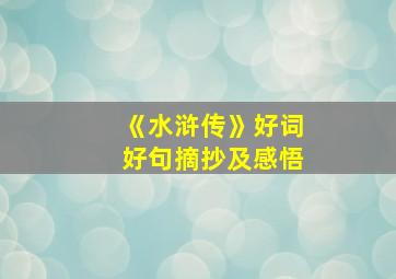 《水浒传》好词好句摘抄及感悟