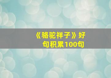 《骆驼祥子》好句积累100句