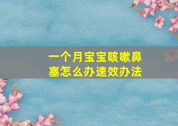 一个月宝宝咳嗽鼻塞怎么办速效办法