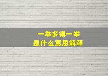 一举多得一举是什么意思解释