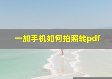 一加手机如何拍照转pdf