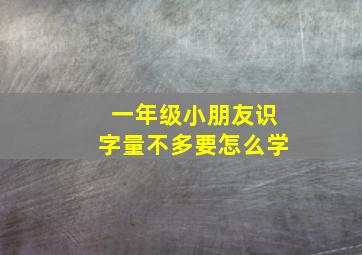 一年级小朋友识字量不多要怎么学