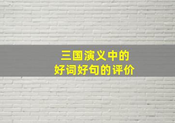 三国演义中的好词好句的评价