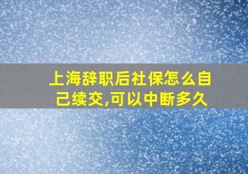 上海辞职后社保怎么自己续交,可以中断多久