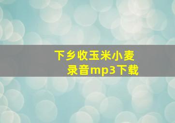 下乡收玉米小麦录音mp3下载