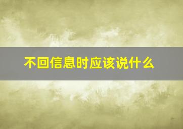 不回信息时应该说什么