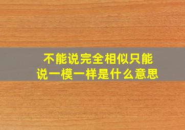 不能说完全相似只能说一模一样是什么意思