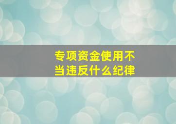 专项资金使用不当违反什么纪律