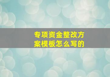 专项资金整改方案模板怎么写的