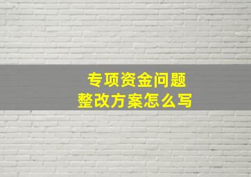 专项资金问题整改方案怎么写