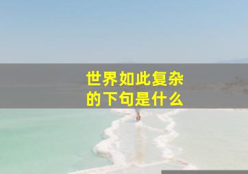 世界如此复杂的下句是什么