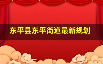 东平县东平街道最新规划