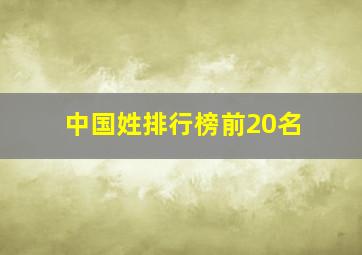 中国姓排行榜前20名