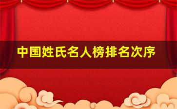 中国姓氏名人榜排名次序