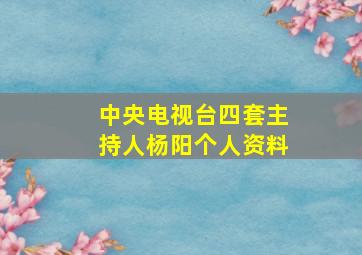 中央电视台四套主持人杨阳个人资料