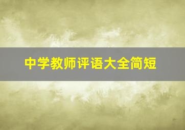 中学教师评语大全简短