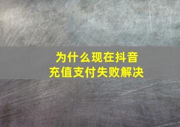 为什么现在抖音充值支付失败解决