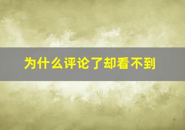 为什么评论了却看不到