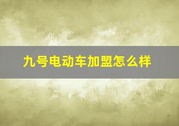 九号电动车加盟怎么样