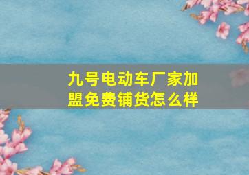 九号电动车厂家加盟免费铺货怎么样