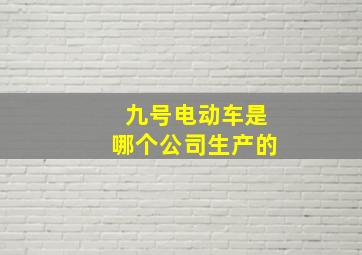 九号电动车是哪个公司生产的