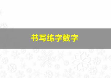 书写练字数字