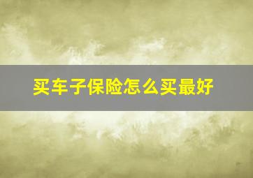 买车子保险怎么买最好