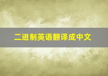 二进制英语翻译成中文