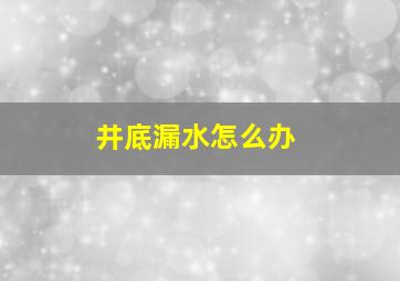 井底漏水怎么办