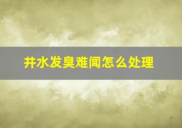 井水发臭难闻怎么处理