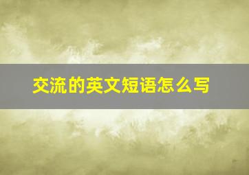 交流的英文短语怎么写