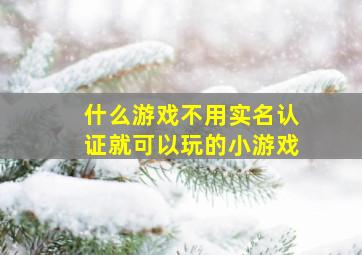 什么游戏不用实名认证就可以玩的小游戏