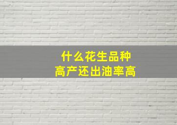 什么花生品种高产还出油率高