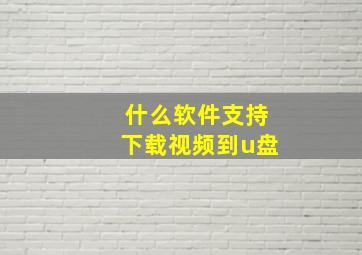 什么软件支持下载视频到u盘