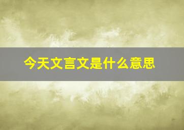 今天文言文是什么意思