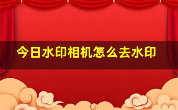 今日水印相机怎么去水印