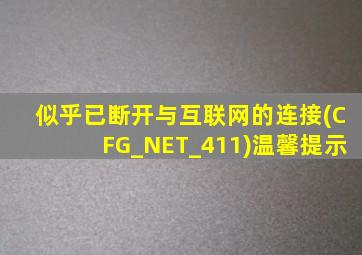 似乎已断开与互联网的连接(CFG_NET_411)温馨提示