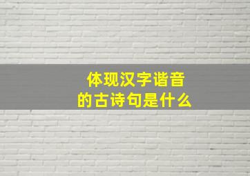 体现汉字谐音的古诗句是什么