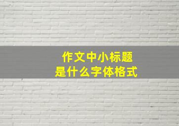 作文中小标题是什么字体格式