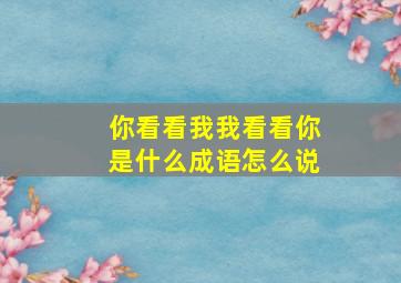 你看看我我看看你是什么成语怎么说