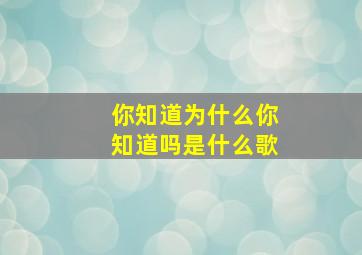 你知道为什么你知道吗是什么歌