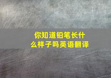 你知道铅笔长什么样子吗英语翻译