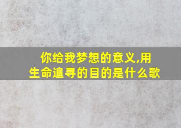 你给我梦想的意义,用生命追寻的目的是什么歌