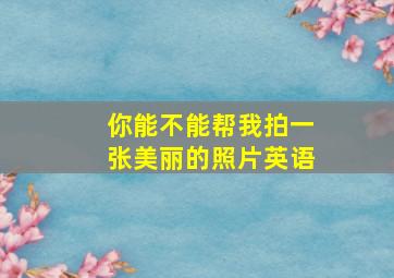 你能不能帮我拍一张美丽的照片英语