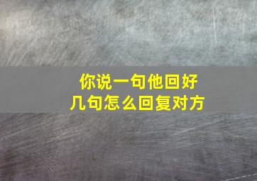 你说一句他回好几句怎么回复对方