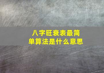 八字旺衰表最简单算法是什么意思