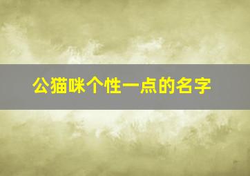 公猫咪个性一点的名字