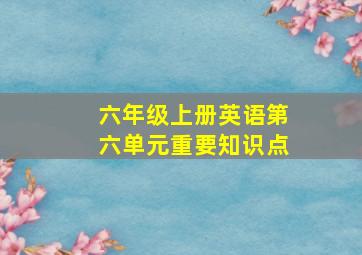 六年级上册英语第六单元重要知识点