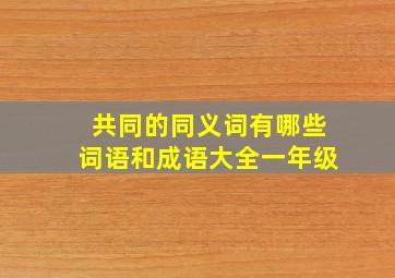 共同的同义词有哪些词语和成语大全一年级