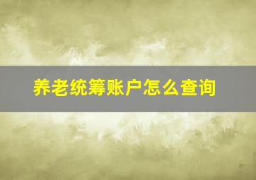 养老统筹账户怎么查询